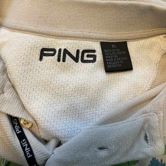 Ping/ Lexus cream with black trim mens polo style shirt size XL - Picture 6 of 10